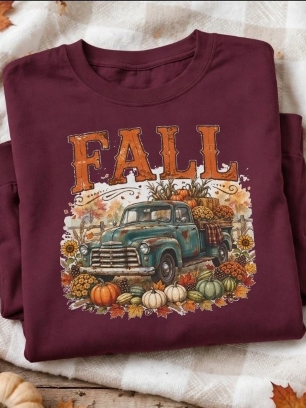 Womens Fall Truck Burgundy Long Sleeve NWT Boutique